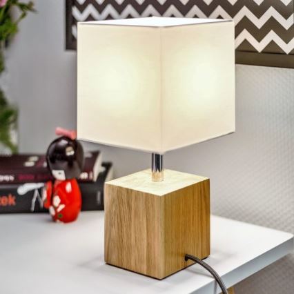 Настольная лампа TRONGO SQUARE 1xE27/25W/230V дуб