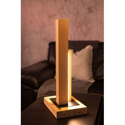 Светодиодная настольная лампа с регулированием яркости SOHO BLACK LED/10W/230V 45 см дуб – сертифицировано FSC