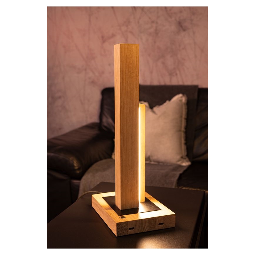 Светодиодная настольная лампа с регулированием яркости SOHO BLACK LED/10W/230V 45 см дуб – сертифицировано FSC