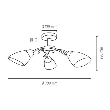 Пристельова люстра VILETTA 3xE27/60W/230V дуб – сертифіковано FSC