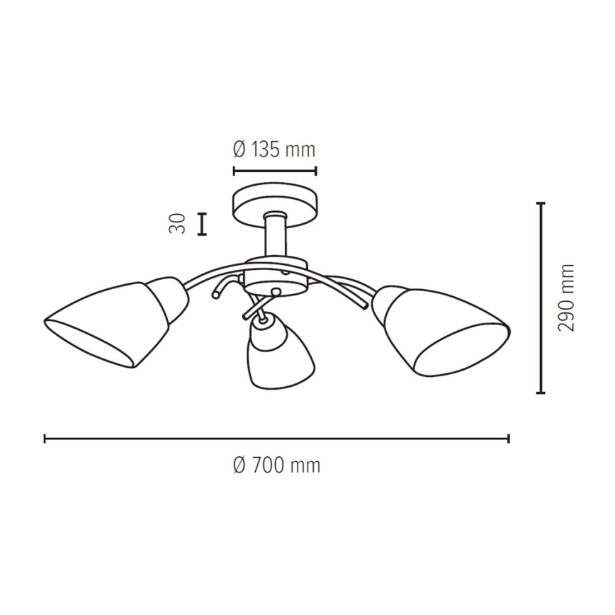 Пристельова люстра VILETTA 3xE27/60W/230V дуб – сертифіковано FSC