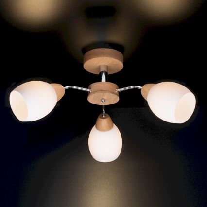 Пристельова люстра PARMA 3xE27/40W/230V дуб – сертифіковано FSC