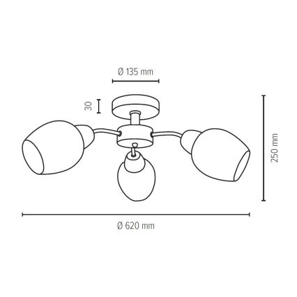 Пристельова люстра PARMA 3xE27/40W/230V дуб – сертифіковано FSC