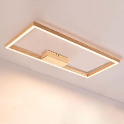 Светодиодный потолочный светильник с регулированием яркости RAMME LED/34W/230V + пульт ДУ матовый дуб - сертифицировано FSC