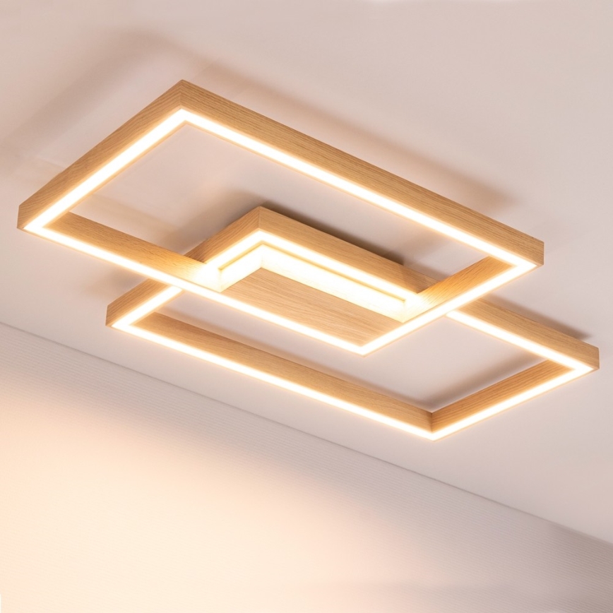 LED стельовий світильник RAMME LED/48W/230V, матовий дуб, з регулюванням яскравості + пульт дистанційного керування