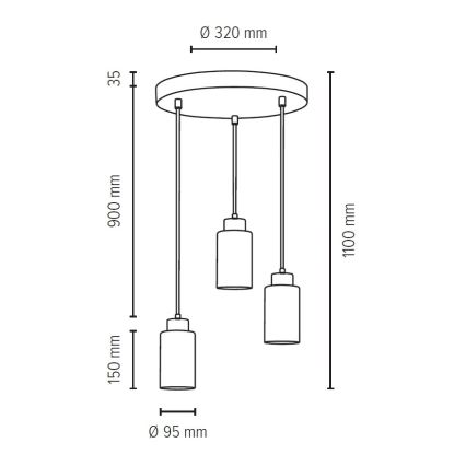 Підвісна люстра KARLA 3xE27/60W/230V бетон – сертифіковано FSC