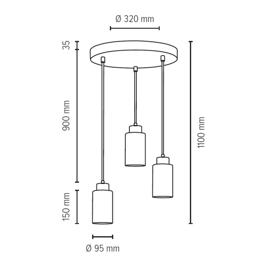 Подвесная люстра KARLA 3xE27/60W/230V бетон