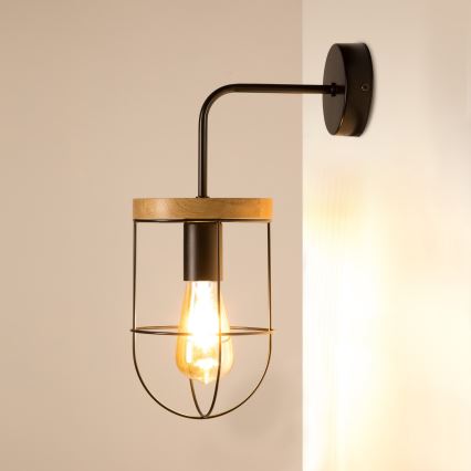Настінний світильник NETUNO 1xE27/25W/230V дуб – сертифіковано FSC