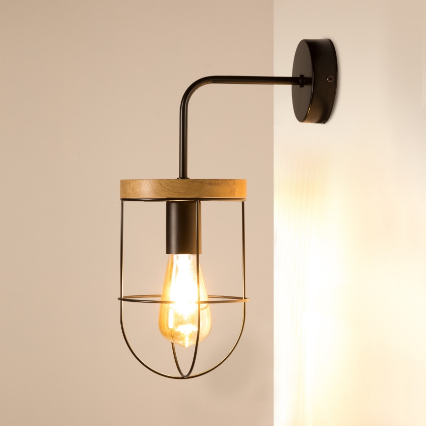 Настінний світильник NETUNO 1xE27/25W/230V дуб – сертифіковано FSC