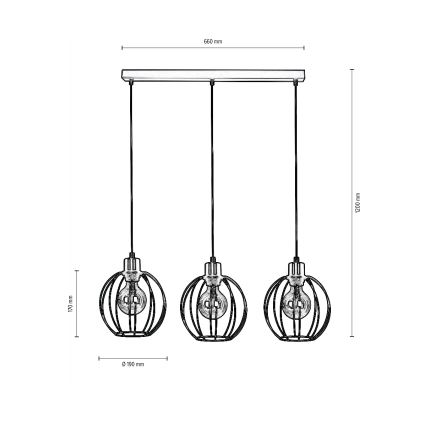 Подвесная люстра BERIS 3xE27/60W/230V дуб - сертифицировано FSC