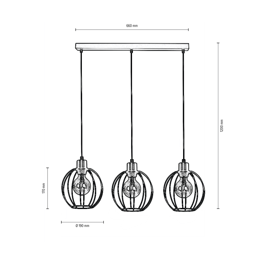 Подвесная люстра BERIS 3xE27/60W/230V дуб - сертифицировано FSC