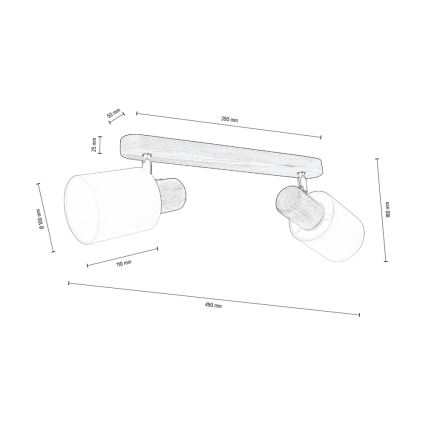 Стельовий точковий світильник TRENDY 2xE27/15W/230V сосна