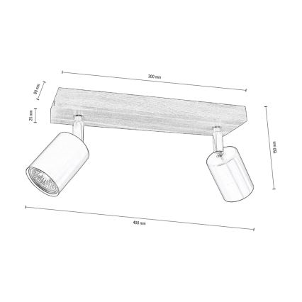 Стельовий точковий світильник MANARA 2xGU10/5W/230V сосна – сертифіковано FSC