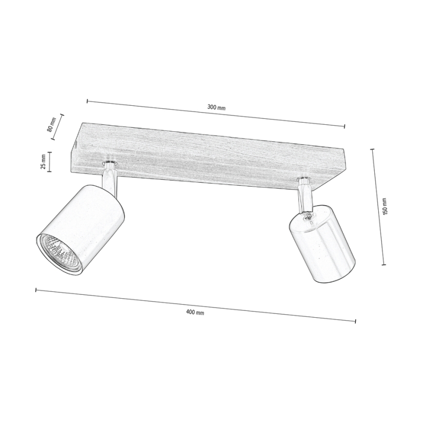 Стельовий точковий світильник MANARA 2xGU10/5W/230V сосна – сертифіковано FSC