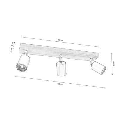 Стельовий точковий світильник MANARA  3xGU10/5W/230V сосна – сертифіковано FSC