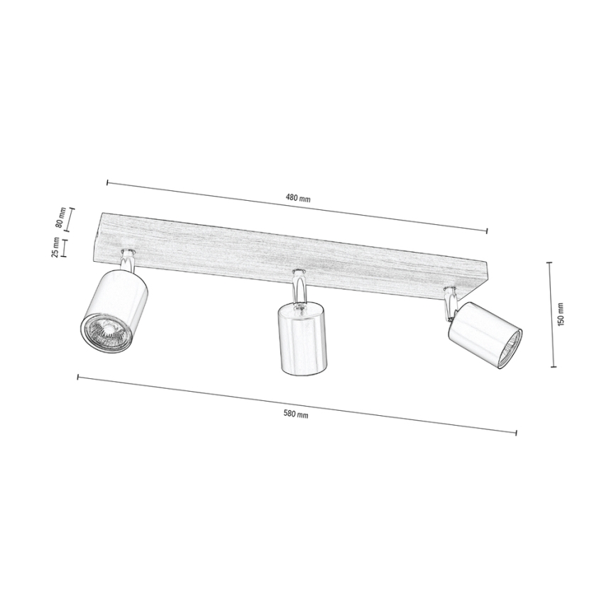Стельовий точковий світильник MANARA  3xGU10/5W/230V сосна – сертифіковано FSC