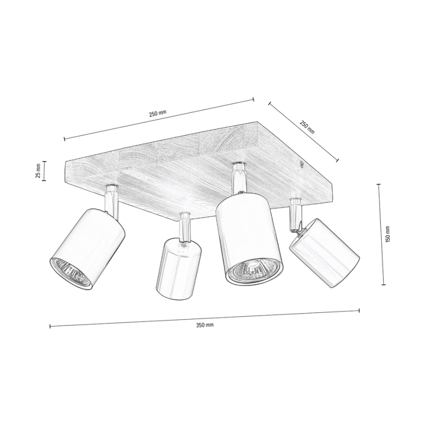 Потолочный точечный светильник MANARA 4xGU10/5W/230V сосна - сертифицировано FSC