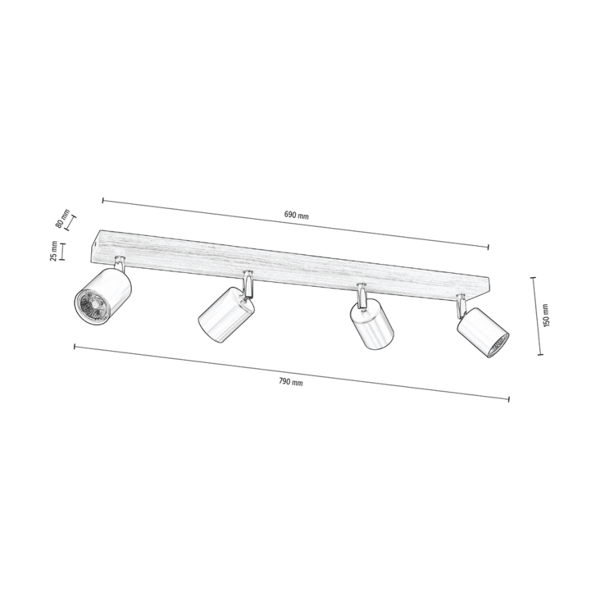 Стельовий точковий світильник MANARA 4xGU10/5W/230V сосна