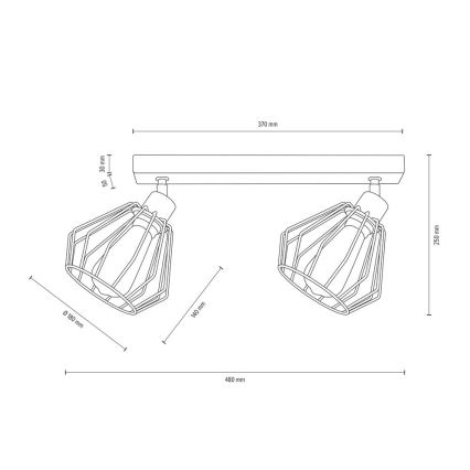 Стельовий точковий світильник VENTI 2xE27/15W/230V дуб – сертифіковано FSC