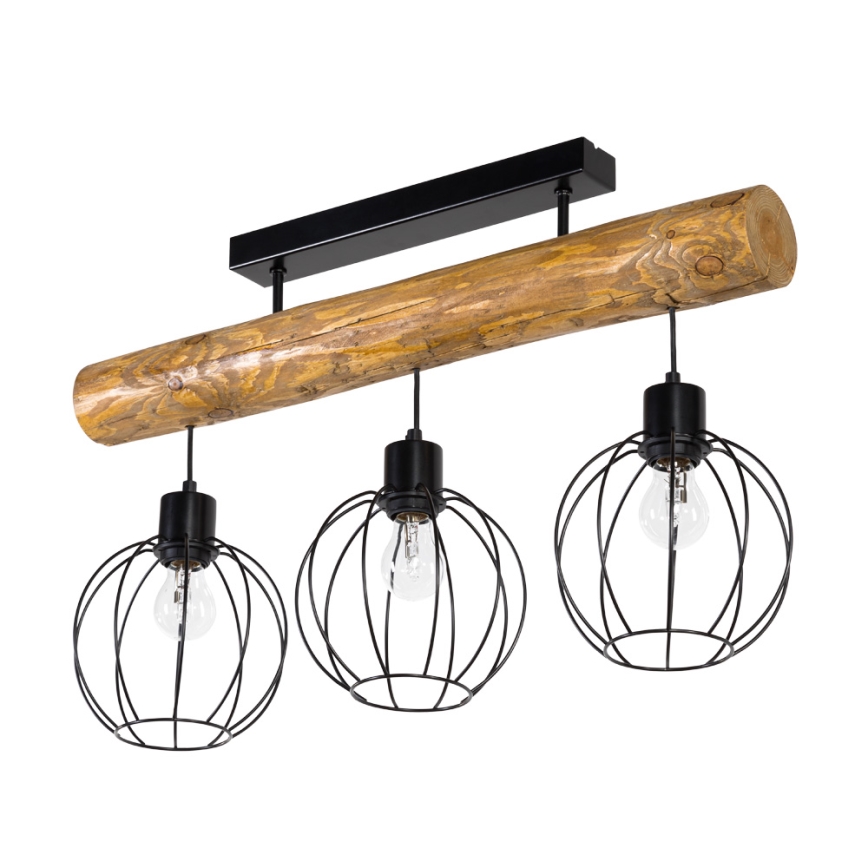 Пристельова люстра BERIS 3xE27/25W/230V сосна – сертифіковано FSC