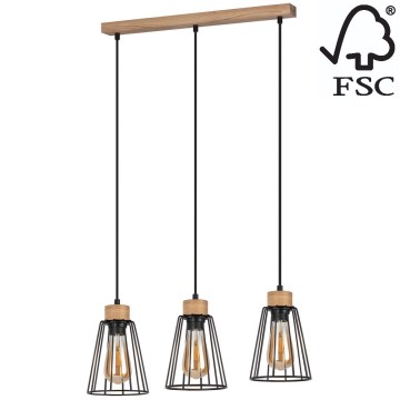 Spot-Light - Подвесная люстра ORAZIO 3xE27/60W/230V дуб - сертифицировано FSC