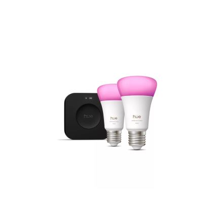 Стартовий комплект Philips Hue WHITE AND COLOR AMBIANCE 2xE27/8,1W 1000-20000K  + пристрій для підключення