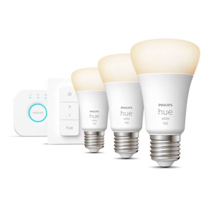 Стартовий набір Philips Hue WHITE 3xE27/9,5W 2700K + Hue bridge і диммер-перемикач