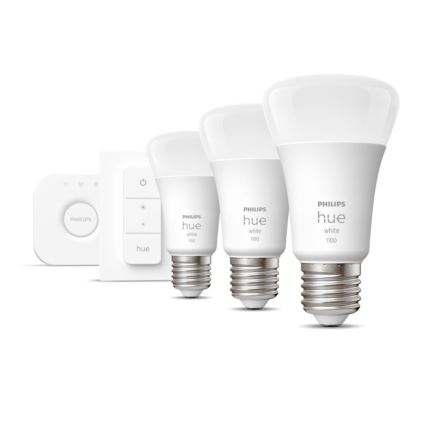 Стартовий набір Philips Hue WHITE 3xE27/9,5W 2700K + Hue bridge і диммер-перемикач