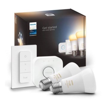 Стартовий набір Philips Hue WHITE AMBIANCE 2xE27/8W/230V + Hue Bridge та регулятор яскравості