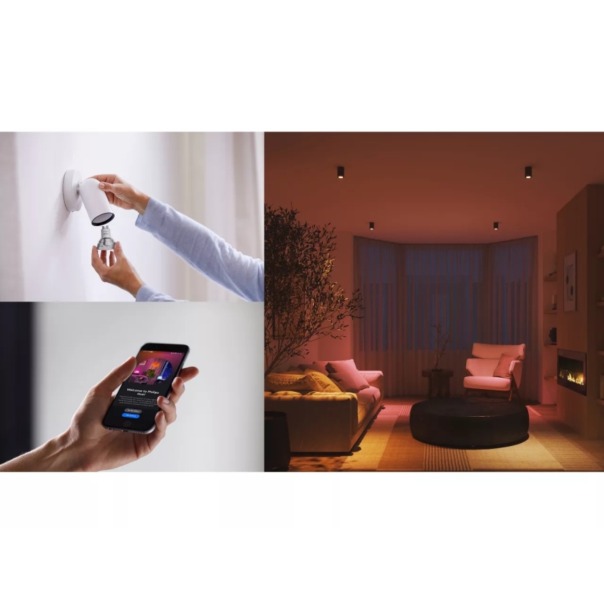 Стартовый комплект Philips Hue WHITE AND COLOR AMBIANCE 3xGU10/4,2W 2000-6500K + устройство для подключения