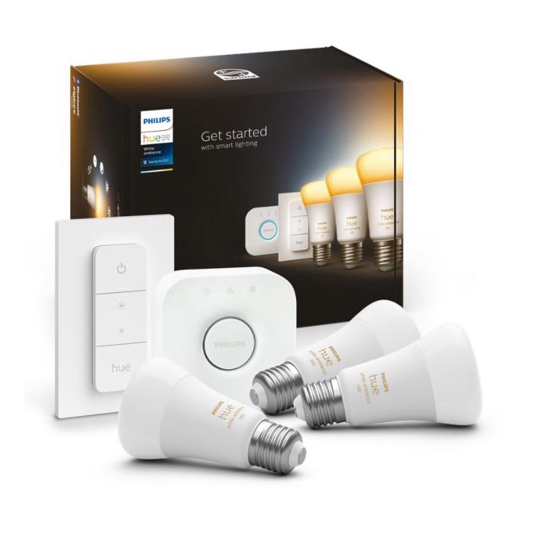 Стартовый набор Philips Hue White Ambiance 3xE27/11W 2200-6500K + устройство для подключения и дистанционное управление