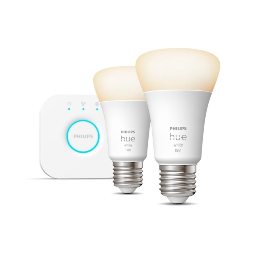 Стартовый набор Philips Hue WHITE — 2 лампы E27, 9,5 Вт, 2700 K + Hue Bridge