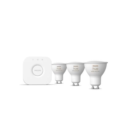 Стартовый комплект Philips Hue WHITE AND COLOR AMBIANCE — 3×GU10, 4,2 Вт / 230 В, 2200–6500 K + Hue Bridge
