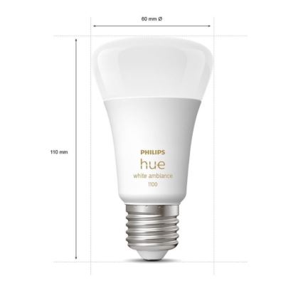 Стартовый набор Philips Hue WHITE AMBIANCE 2xE27/8 Вт/230 В + Hue Bridge и диммерный переключатель