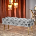 Стеганая скамья ATHENA 40x100 см серый/золотистый