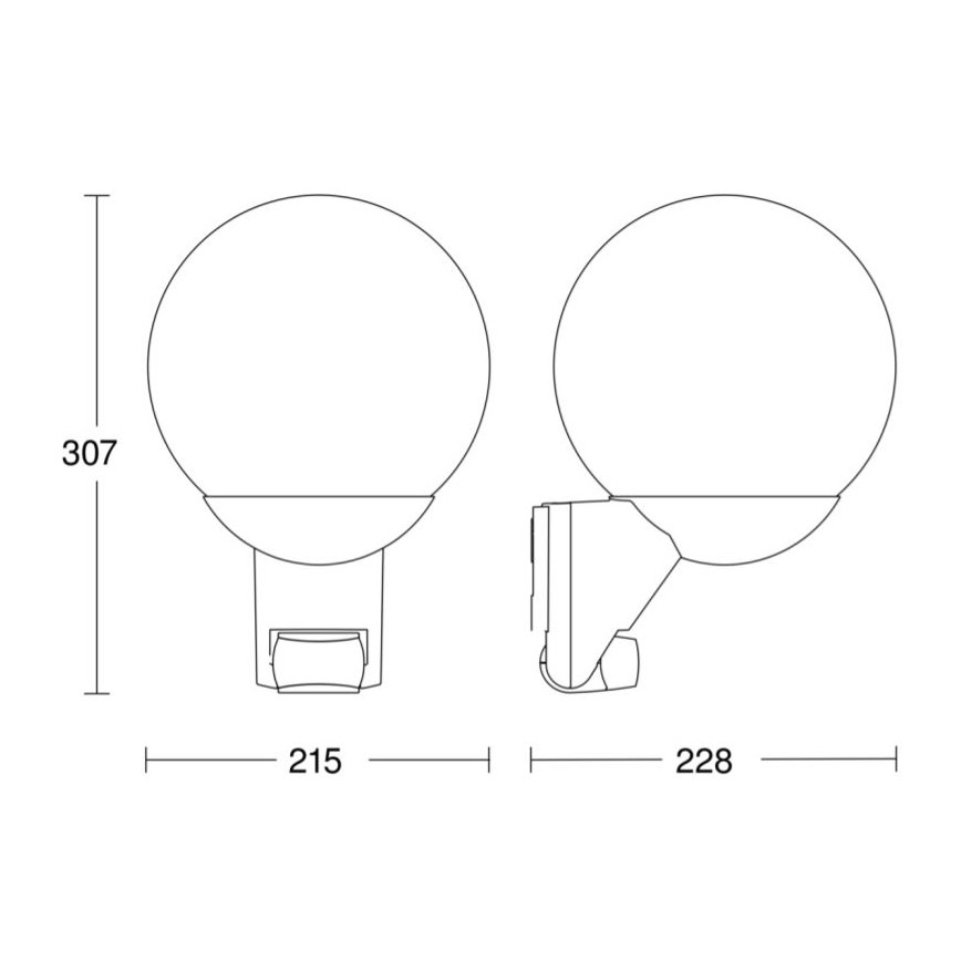STEINEL 005535 - Вуличний настінний світильник з сенсором L585S 1xE27/60W чорний IP44