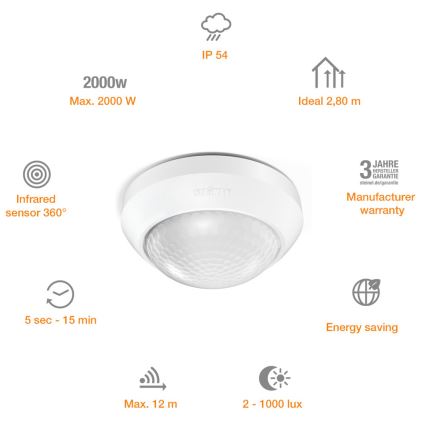 STEINEL 006532 - Уличный датчик движения IS360-3 белый IP54