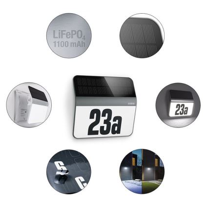 STEINEL 035730 - Світлодіодний сонячний номер будинку XSolar LH-N LED/0,03W IP44 2500 mAh