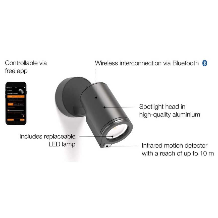STEINEL 058630 - Вуличний настінний LED світильник з датчиком SPOT ONE 1xGU10/7W/230V IP44