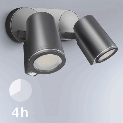 STEINEL 058654 - Уличный светодиодный настенный светильник с датчиком SPOT DUO 2xGU10/7,5W/230V IP44