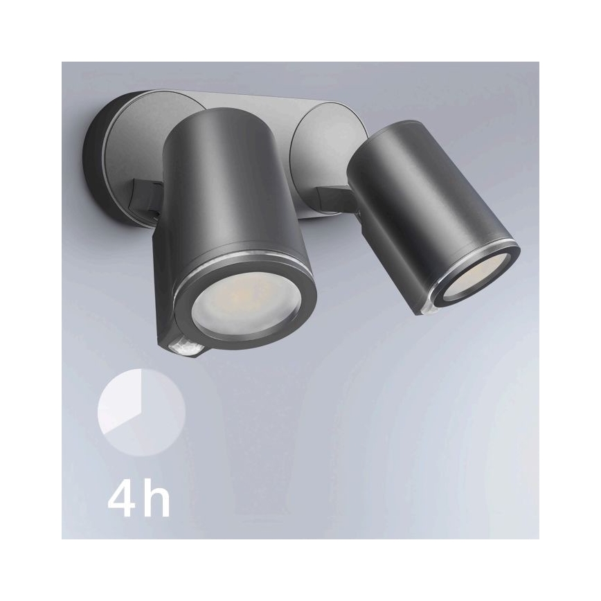 STEINEL 058654 - Уличный светодиодный настенный светильник с датчиком SPOT DUO 2xGU10/7,5W/230V IP44