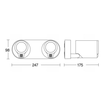 STEINEL 058654 - Уличный светодиодный настенный светильник с датчиком SPOT DUO 2xGU10/7,5W/230V IP44