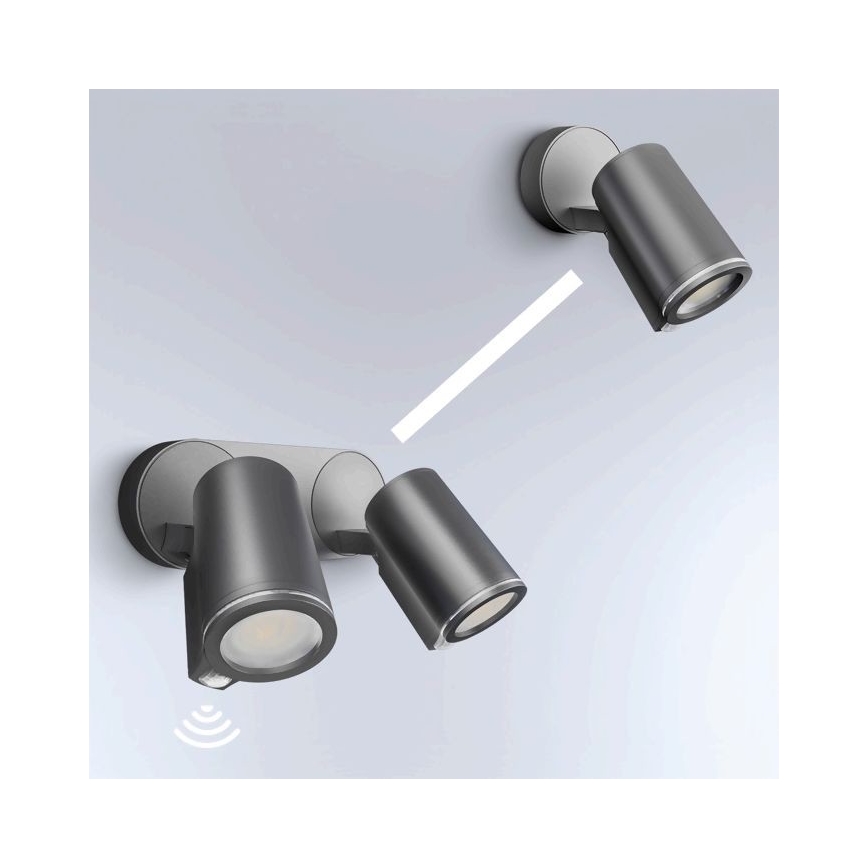 STEINEL 058654- Вуличний настінний LED світильник з датчиком SPOT DUO 2xGU10/7,5W/230V IP44