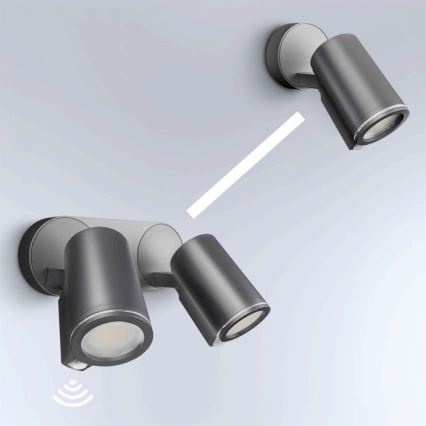 STEINEL 058654- Вуличний настінний LED світильник з датчиком SPOT DUO 2xGU10/7,5W/230V IP44