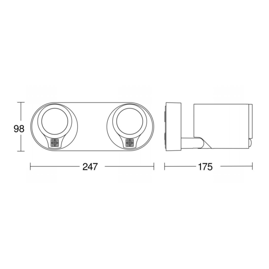 STEINEL 058654- Вуличний настінний LED світильник з датчиком SPOT DUO 2xGU10/7,5W/230V IP44