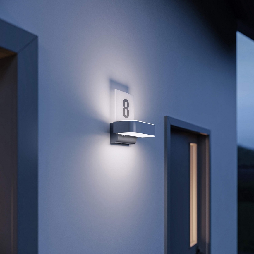 STEINEL 065713 - Номер дома со светодиодной подсветкой и датчиком L820 LED/12,5W/230V IP44