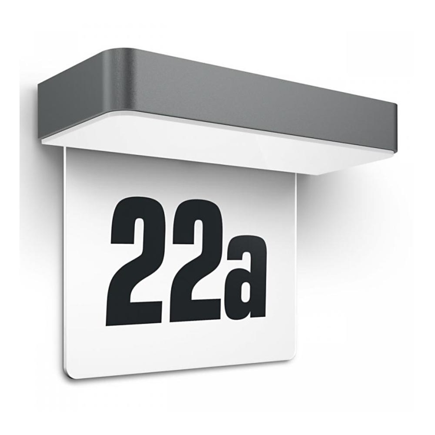 Steinel 065935 - Светодиодный солнечный домовой номер XSolar SOL-O HN LED/0,07W 2000 мАч IP44 антрацит