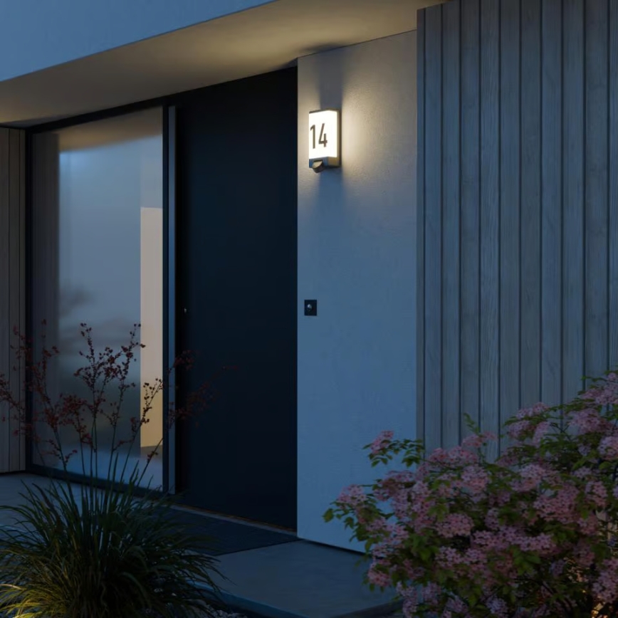 Steinel 094263 - Табличка с номером дома с датчиком 1xE27/15W/230V L 14 S IP44