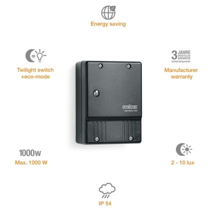 STEINEL 550318 - Вимикач сутінковий NightMatic 2000 чорний IP54