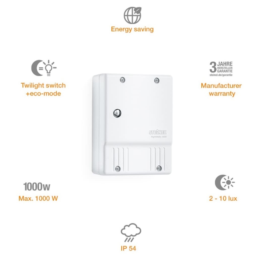 STEINEL 550417 - Датчик освещенности NightMatic 2000 белый IP54